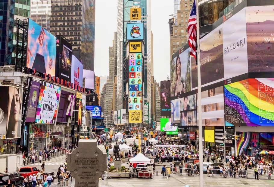 Rubber Duckz displayed on THE ONE billboard in Times Square during NFT.NYC 2022